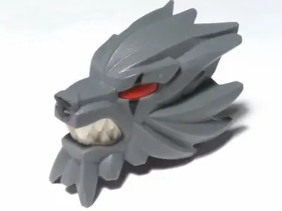 Dark Bluish Gray Large Figure Head Modified Chima Wolf with Red Eyes and White Teeth Pattern