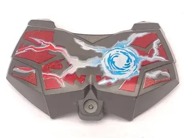Pearl Dark Gray Large Figure Chest Armor Small with Chi and Dark Red (Wolf) Pattern