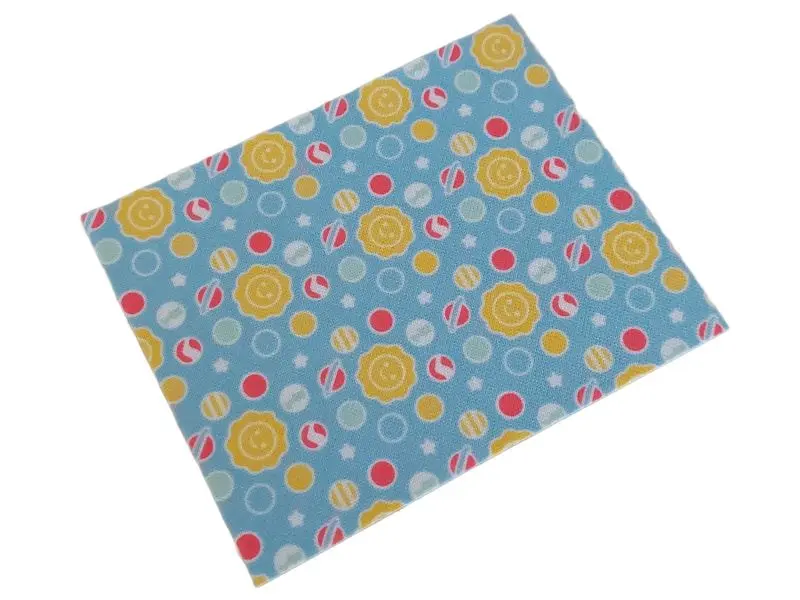 White Duplo, Cloth Blanket 8 x 10 cm with Sun, Planets and Stars on Medium Blue Background Pattern