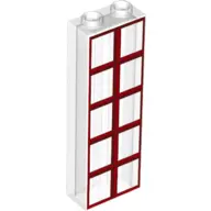 Trans-Clear Brick 1 x 2 x 5 with Red and Dark Red Window Pane Pattern