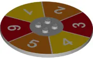 Light Bluish Gray Tile, Round 8 x 8 with 4 Studs in Center with Spinner Numbers Pattern