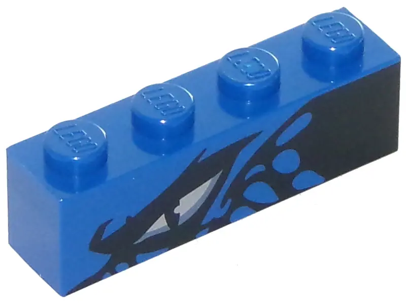Blue Brick 1 x 4 with Dragon Eye and Scales Pattern Model Left Side