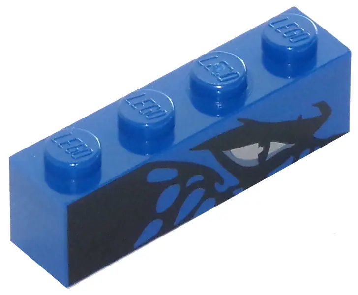 Blue Brick 1 x 4 with Dragon Eye and Scales Pattern Model Right Side