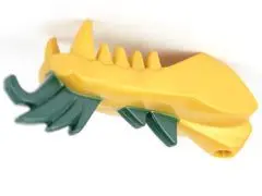 Pearl Gold Dragon Head (Ninjago) Jaw Lower with Dark Green Spines Pattern