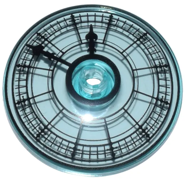 Blue Dish 4 x 4 Inverted (Radar) with Open Stud with Black Clock Face Pattern