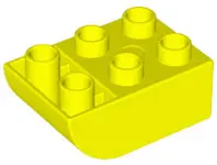 Neon Yellow Duplo, Brick 2 x 3 Slope Curved Inverted