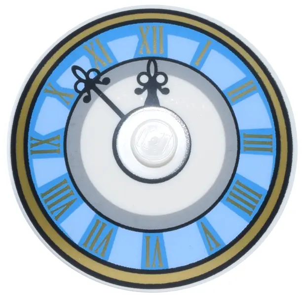 White Dish 4 x 4 Inverted (Radar) with Solid Stud with Bright Light Blue and Dark Azure Clock Face w