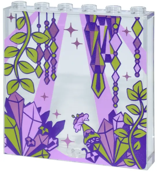 Panel 1 x 6 x 5 with Dark Purple, Bright Pink, Lime and Metallic Pink Crystals, Beads and Vines Patt