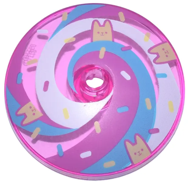Pink Dish 4 x 4 Inverted (Radar) with Open Stud with Tan Cats and White, Dark Pink and Medium Azure 