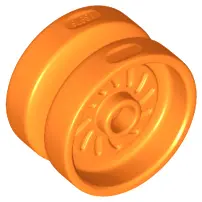Orange Wheel 18mm D. x 12mm with Axle Hole and Stud, Solid Brake Rotor Lines