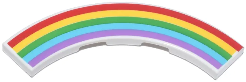 Tile, Round Corner 4 x 4 Macaroni with Red, Yellow, Green, Medium Azure and Medium Lavender Rainbow 