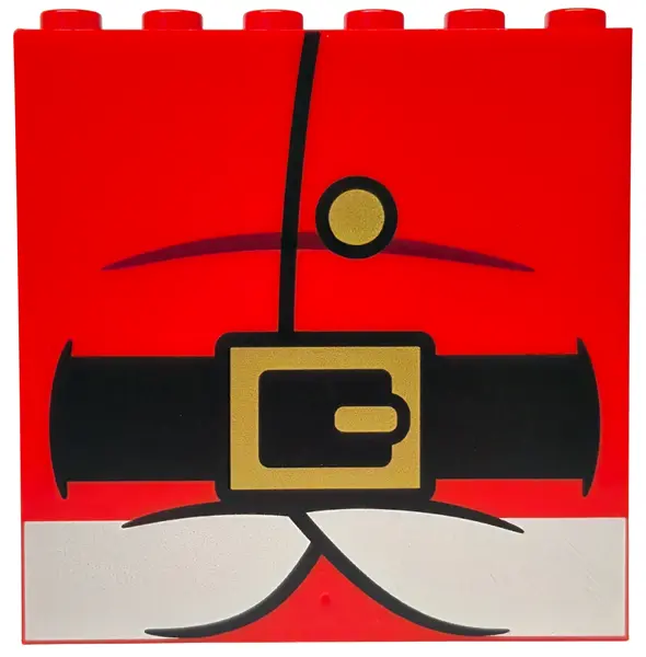 Panel 1 x 6 x 5 with Black Belt, Gold Buckle and Button, Dark Red Crease and White Fur Pattern