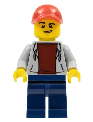ATV Driver - Male, Open Hoodie, Dark Blue Legs, Red Cap