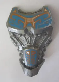 Flat Silver Large Figure Torso with Bionicle Dark Azure and Orange Pattern