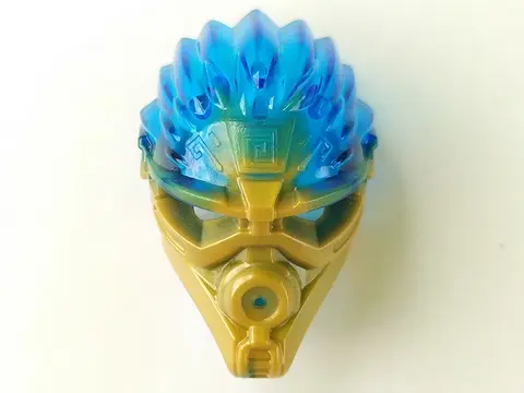 Pearl Gold Bionicle Mask of Water (Unity) with Marbled Trans-Dark Blue Pattern