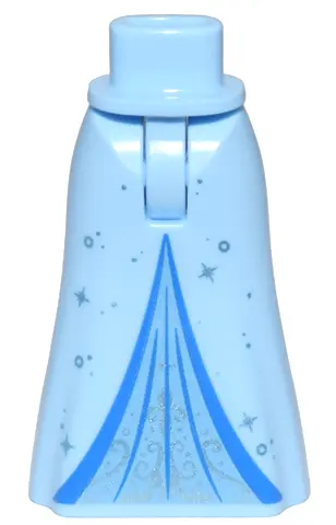 Bright Light Blue Mini Doll Hips and Skirt Full Length with Blue Trim, Medium Blue Inset, Metallic L