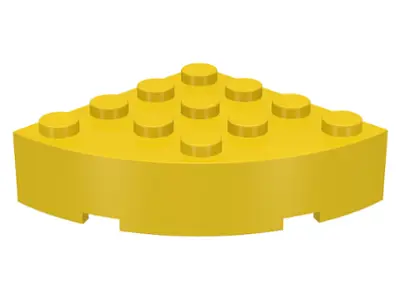 Yellow Brick, Round Corner 4 x 4 Full Brick