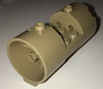 Dark Tan Cylinder 3 x 6 x 2 2/3 Horizontal - Square Connections Between Interior Studs