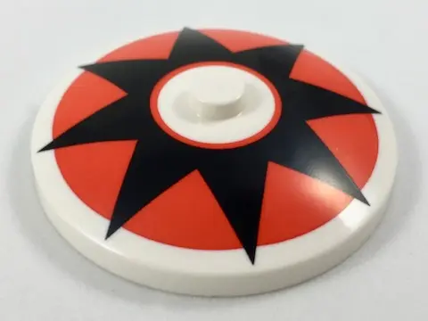 White Dish 4 x 4 Inverted (Radar) with Solid Stud with Black 8 Point Star on Red Circle Pattern