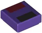 Purple Tile 1 x 1 with Black and Dark Red Rectangles Pattern (Minecraft Endermite Face)