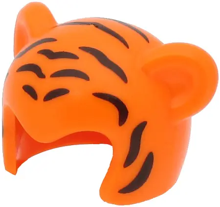 Orange Minifigure, Headgear Cap, Cat with Black Tiger Stripes Pattern