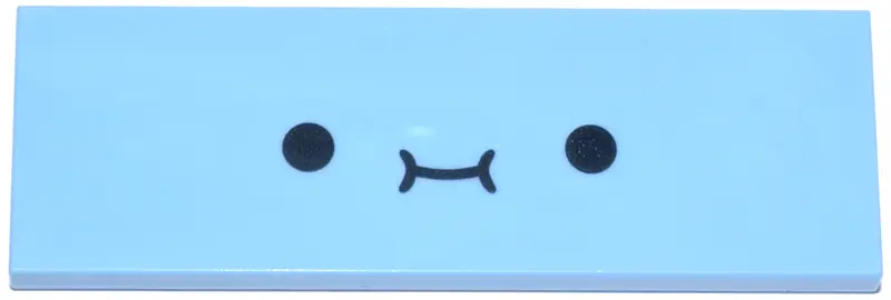 Light Blue Tile 2 x 6 with Black Smiley Face Pattern