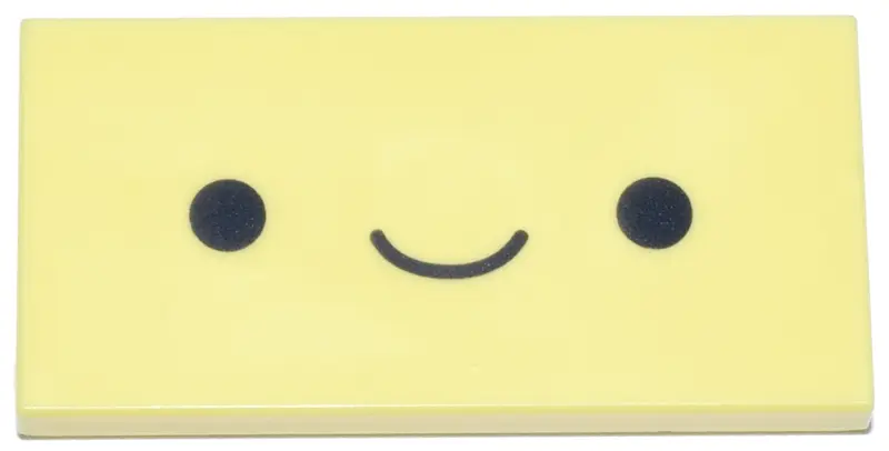 Light Yellow Tile 2 x 4 with Black Smiley Face Pattern