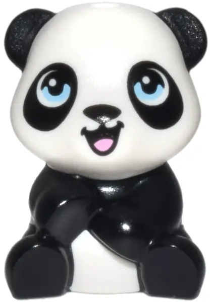 Panda, Friends Style, Baby Cub, Sitting with Molded White Head and Body and Printed Black Nose and E