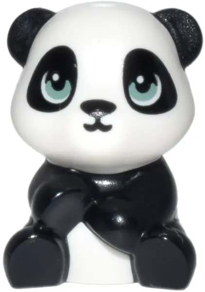 Panda, Friends Style, Baby Cub, Sitting with Molded White Head and Body and Printed Black Nose and E