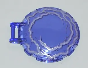 Trans-Purple Dish 6 x 6 Inverted with Bar Handle with Silver and White Electricity Pattern