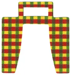 Cloth Curtain with Red, Yellow, and Green Pattern