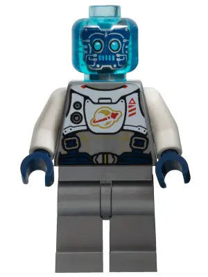 Cyber Drone Robot - Flat Silver Spacesuit with Harness and White Panel with Classic Space Logo, Tran