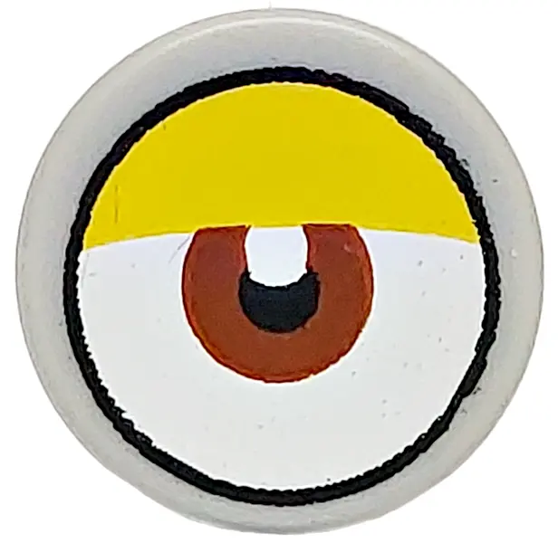 Light Bluish Gray Tile, Round 1 x 1 with White Eye with Centered Reddish Brown Iris and Partially Cl