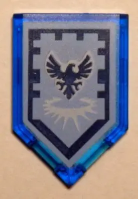 Trans-Dark Blue Tile, Modified 2 x 3 Pentagonal with Nexo Power Shield Pattern - Stronghold of Resol