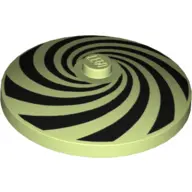 Yellowish Green Dish 4 x 4 Inverted (Radar) with Solid Stud with Spiral Segments Black Pattern