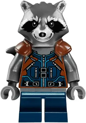 Rocket Raccoon - Dark Blue and Reddish Brown Outfit, Dark Bluish Gray Head