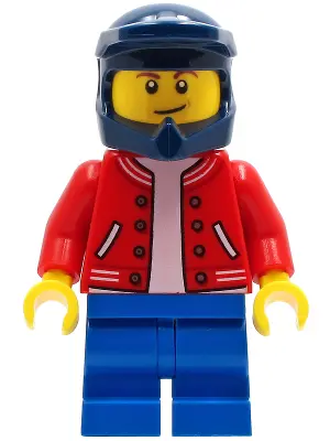 BMX Rider - Male, Red Jacket, Blue Medium Legs, Dark Blue Dirt Bike Helmet