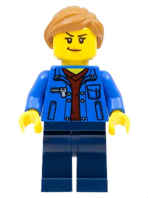 Stuntz Spectator - Female, Blue Jacket over Dark Red V-Neck Sweater, Dark Blue Legs, Medium Nougat P