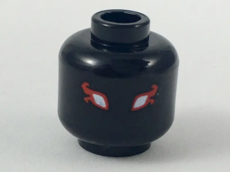 Black Minifigure, Head Alien with White Eyes with Red Flames Pattern