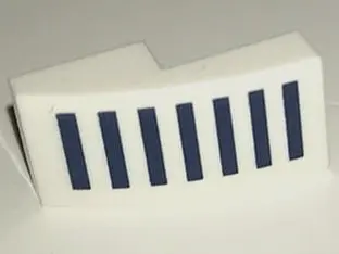 White Slope, Curved 2 x 1 x 2/3 with 7 Dark Blue Stripes Pattern (BrickHeadz Commander Cody Helmet S