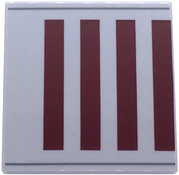 Light Bluish Gray Tile 4 x 4 with SW Dark Red Rectangles and Dark Bluish Gray Lines Pattern