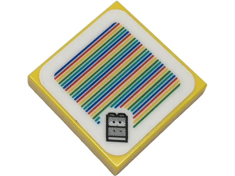 Yellow Tile 2 x 2 with Super Mario Scanner Code Baby Yoshi Pattern (Sticker) - Sets 71410 / 71436