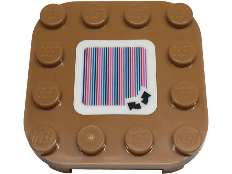 Medium Nougat Plate, Modified 4 x 4 with Rounded Corners and 4 Feet with Super Mario Scanner Code 2 