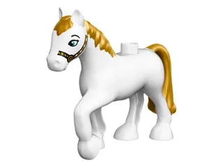 White Duplo Horse with Gold Mane and Tail, Bridle Pattern
