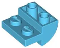 Medium Azure Slope, Curved 2 x 2 Inverted with 2 Recessed Studs
