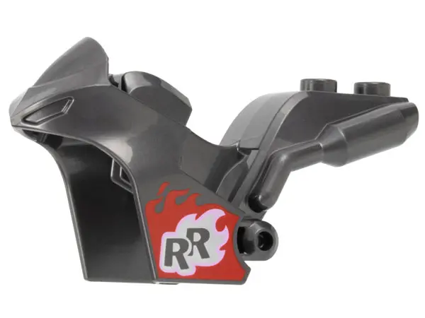 Pearl Dark Gray Motorcycle Fairing, Stuntz Sport Bike Tapered Front with 'RR' in Silver Flames and R