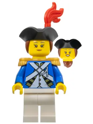 Imperial Soldier IV - Officer, Female, Black Tricorne, Reddish Brown Hair, Red Plume, Pearl Gold Epa