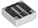 White Tile 1 x 1 with SW Imperial Commando Jet Pack with Dark Bluish Gray Trapezoids and Silver Rect