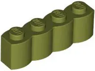 Olive Green Brick, Modified 1 x 4 with Log Profile