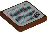 Reddish Brown Tile 2 x 2 with Super Mario Scanner Code 'DK' and Music Notes Pattern (Sticker) - Set 